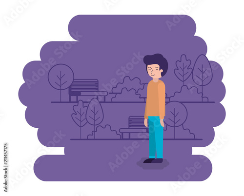 man in the park scene vector illustration design photo