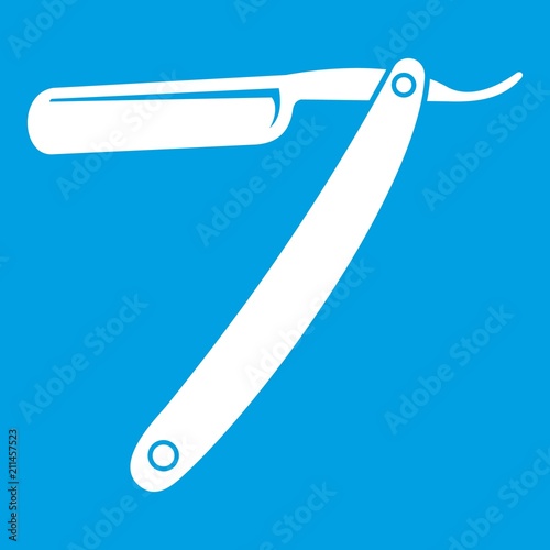 Razor blade icon white isolated on blue background vector illustration