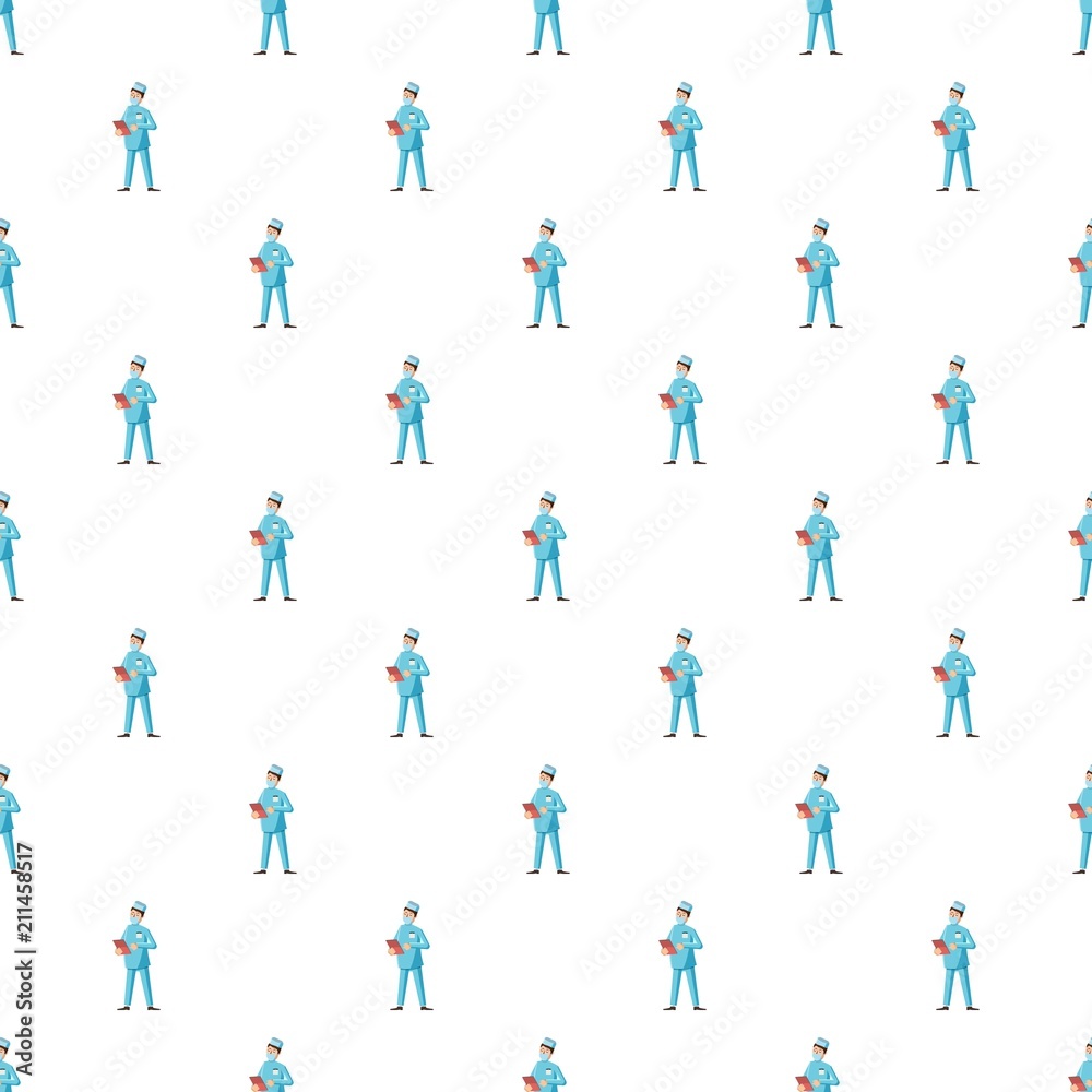 Doctor pattern seamless repeat in cartoon style vector illustration