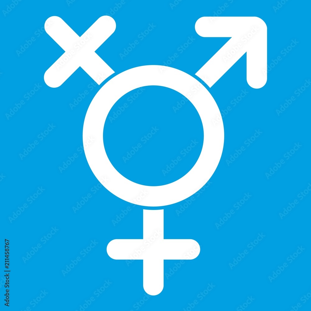 Transgender sign icon white isolated on blue background vector illustration Transgender sign icon white isolated on blue background vector illustration