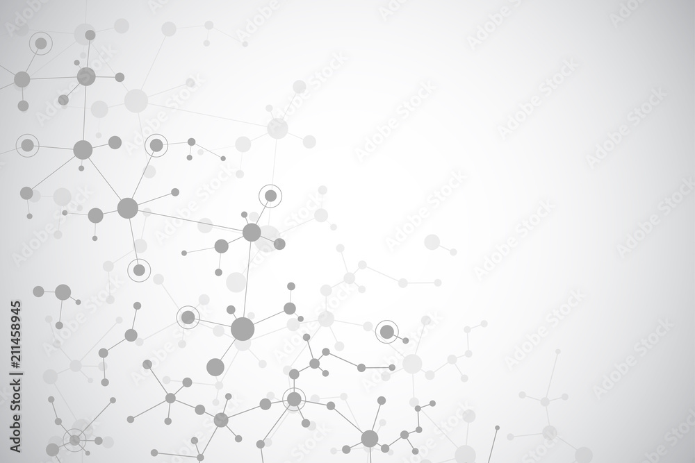 Molecular structure background and communication. Abstract background with molecule DNA. Medical, science and digital technology concept with connected lines and dots. Molecular structure background and communication. Abstract background with molecule DNA. Medical, science and digital technology concept with connected lines and dots.