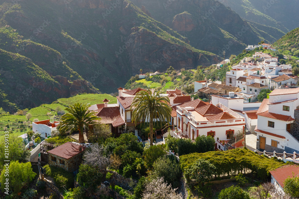 Tejeda, idyllic village in the mountains of Gran Canaria, Canary islands, Spain - obrazy, fototapety, plakaty 