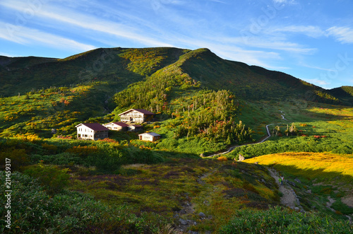 Minamiryuusanso which shines in the setting sun in Hakusan