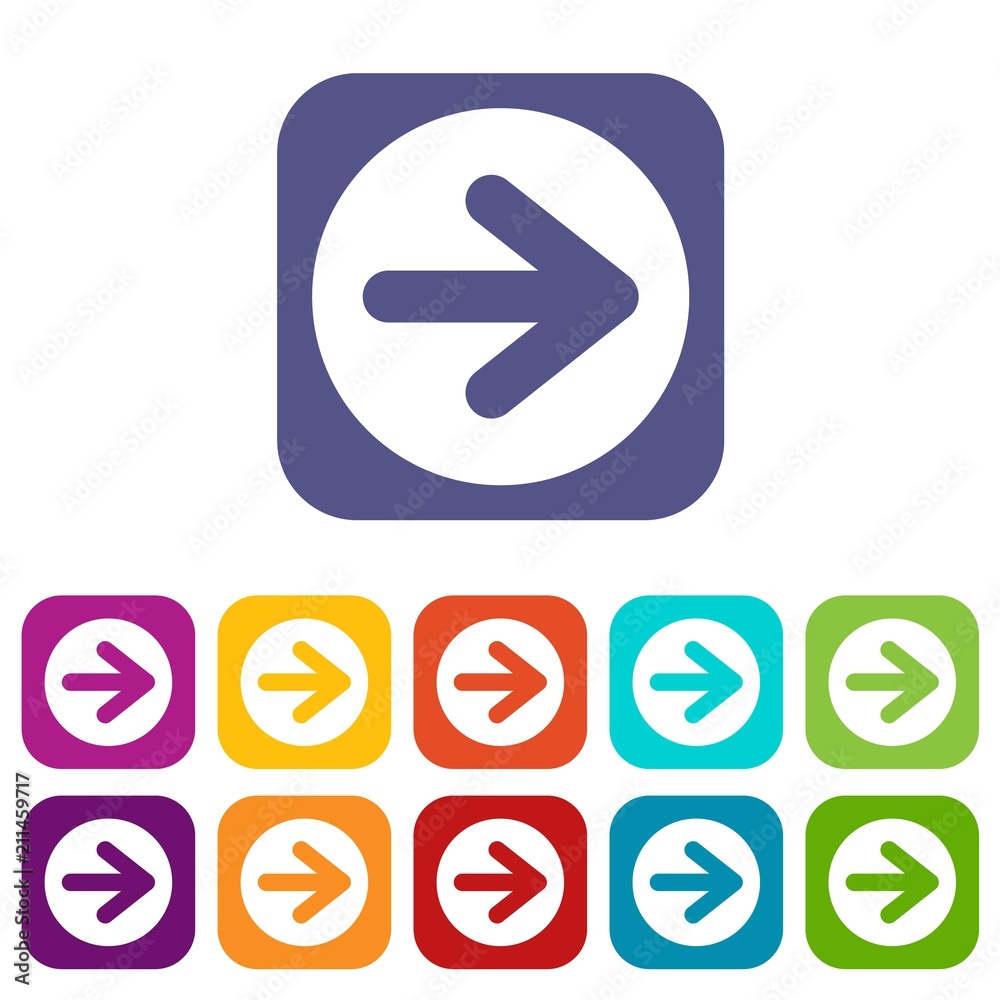 Arrow in circle icons set vector illustration in flat style in colors red, blue, green, and other Arrow in circle icons set vector illustration in flat style in colors red, blue, green, and other