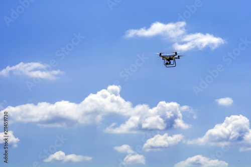 drone on a sunny day against the sky and clouds