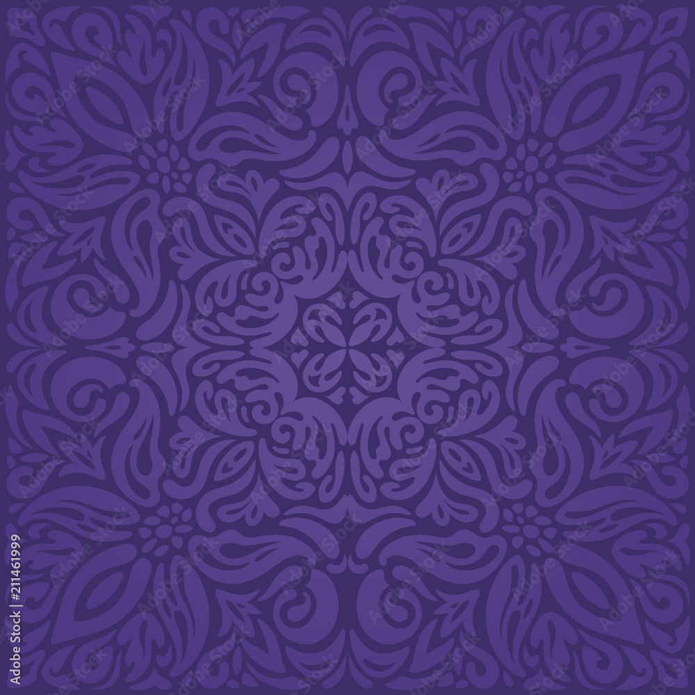 Violet purple Floral  vintage seamless pattern background fashion design holiday wallpaper mandala pattern
