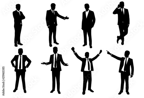 vector of silhouette set of businessman in action
