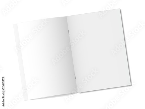 Mock up opened magazine, notebook, journal, booklet, postcard, flyer, brochure . Vector illustration.