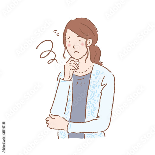 若い女性 イラスト 考える 悩む ポーズ Stock ベクター Adobe Stock