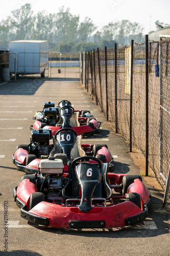 Row of Go-carts for professional or amateur racing