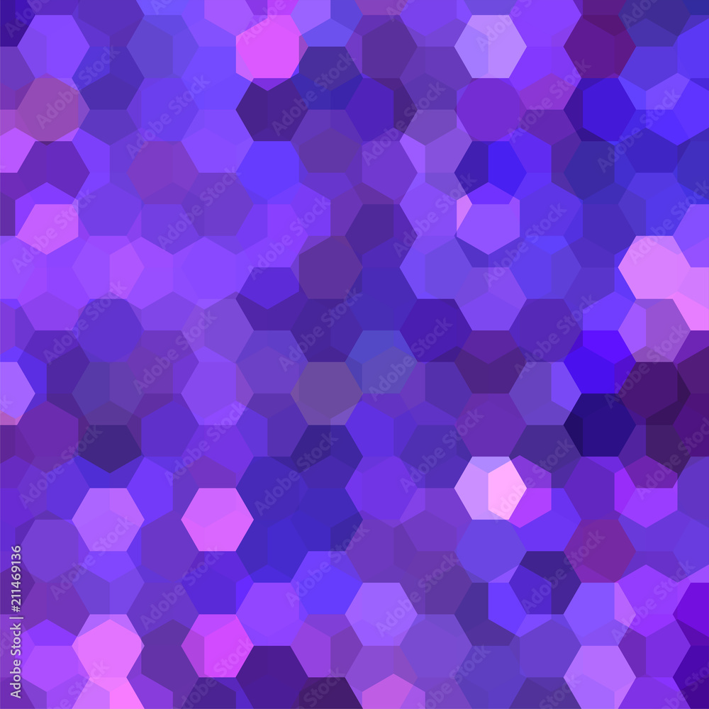 Background made of pink, purple hexagons. Square composition with geometric shapes. Eps 10