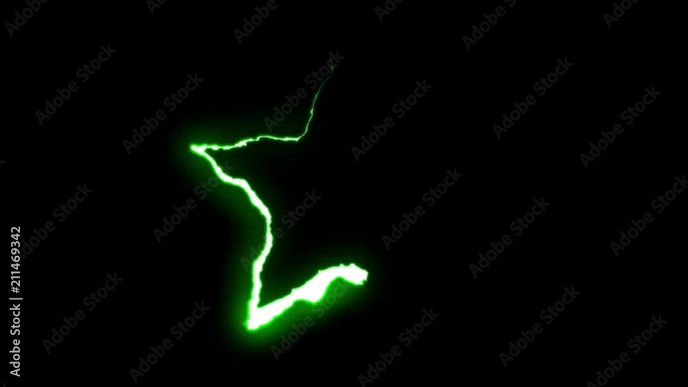 loopable GREEN neon Lightning bolt STAR symbol shape flight on black background animation new quality unique nature light effect video footage loopable GREEN neon Lightning bolt STAR symbol shape flight on black background animation new quality unique nature light effect video footage