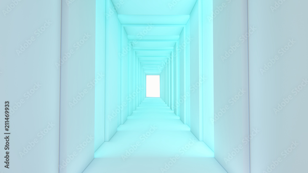 Obraz premium Futuristic Interior empty room with abstact reflective wall