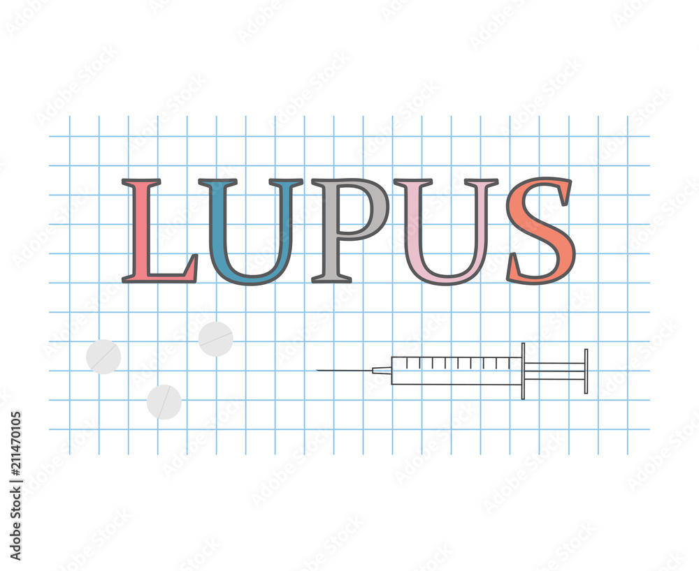 lupus word on checkered paper sheet- vector illustration
