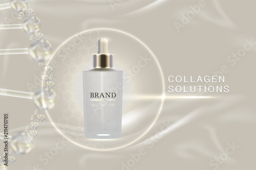 Beauty product, white cosmetic container with advertising background ready to use, luxury skin care ad, vector illustration.	