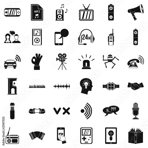 Audioplayer icons set. Simple style of 36 audioplayer vector icons for web isolated on white background