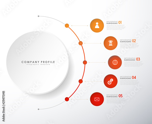 Infographic colorful milestones time line vector template with icons. photo