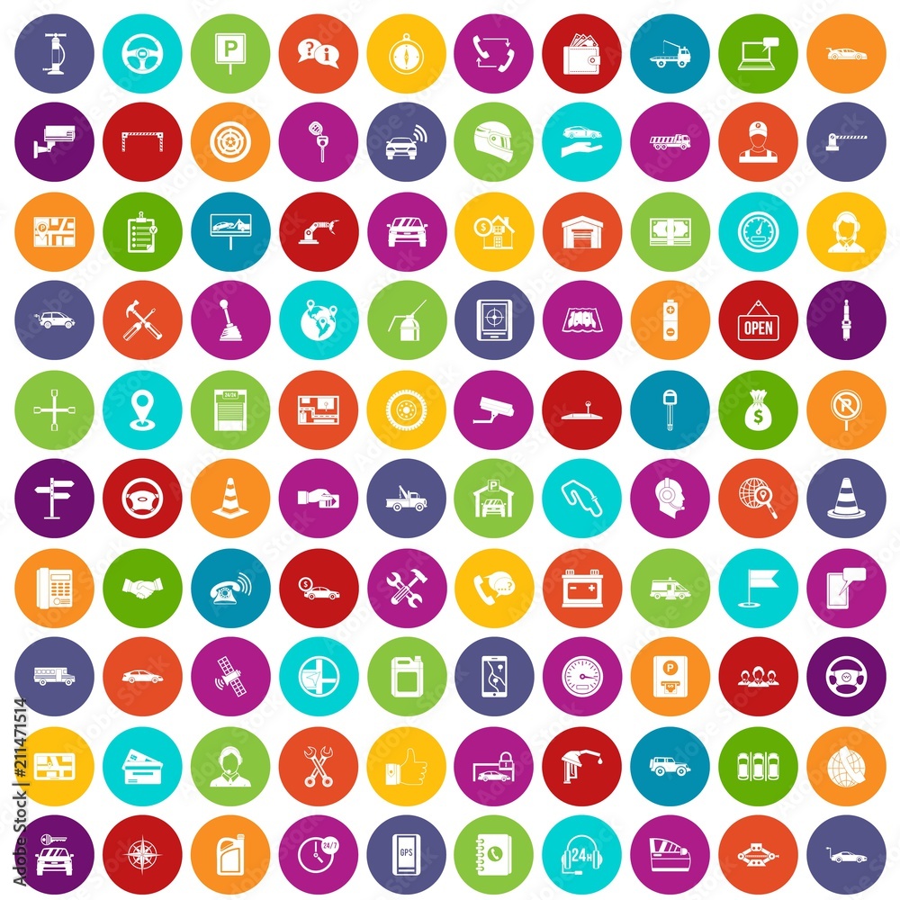 100 auto service icons set in different colors circle isolated vector illustration 100 auto service icons set in different colors circle isolated vector illustration