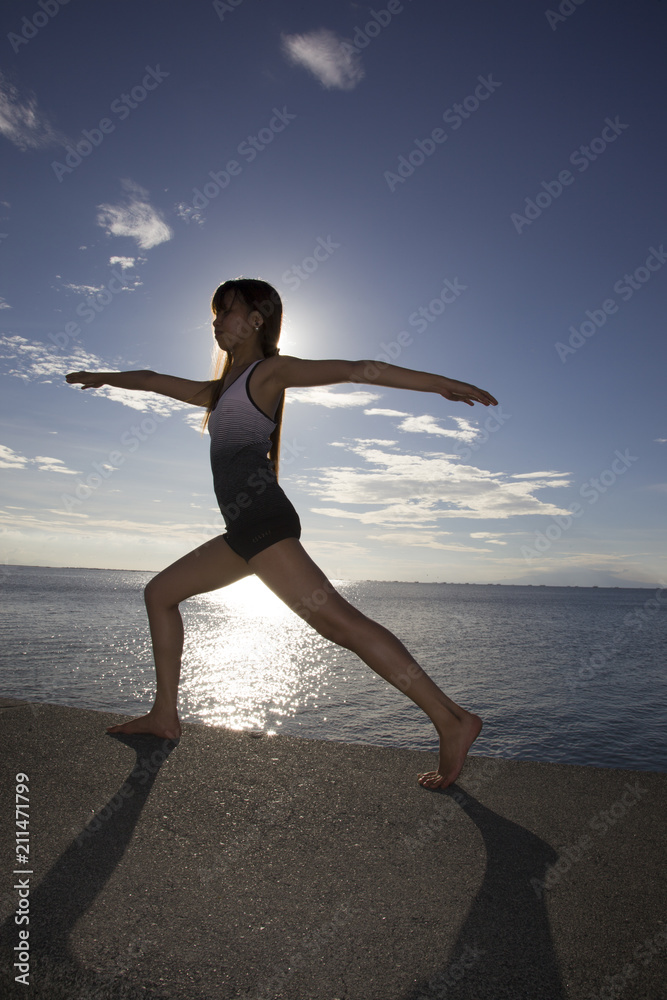 Warrior Pose Yoga Girl by the Ocean Warrior Pose Yoga Girl by the Ocean