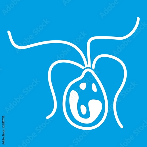 Bacterial cell icon white isolated on blue background vector illustration