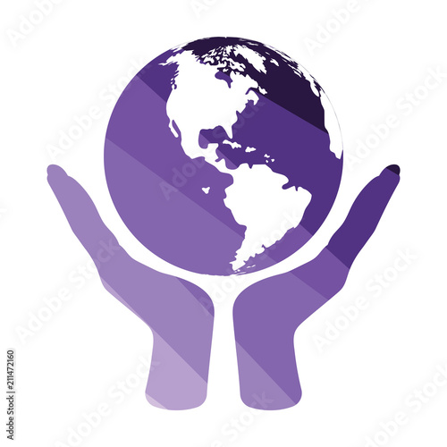 Hands holding planet icon
