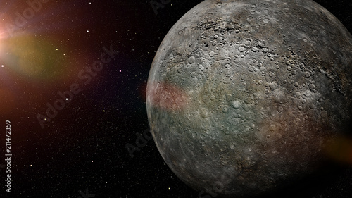 Fototapeta Naklejka Na Ścianę i Meble -  the planet Mercury lit by the Sun