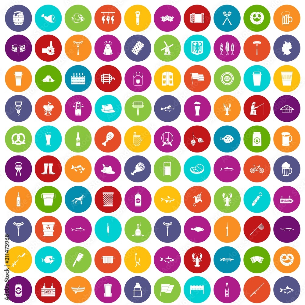 100 beer icons set in different colors circle isolated vector illustration 100 beer icons set in different colors circle isolated vector illustration