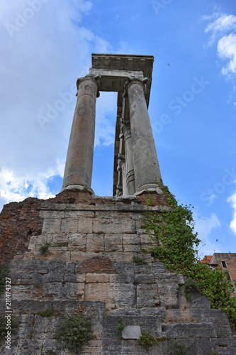 Rome, view and details of the archaeological area of the Roman Forums