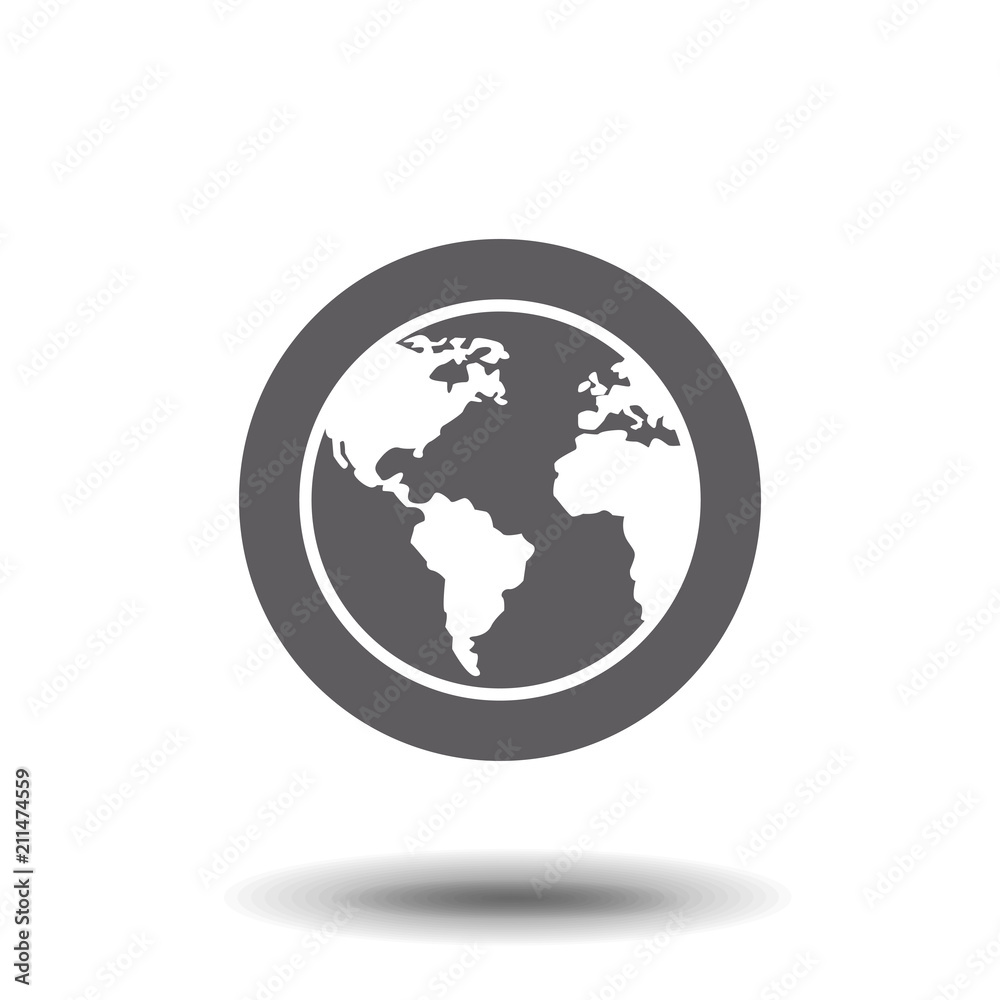 globe icon on the white background flat vector globe icon on the white background flat vector