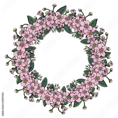 Cover template with a wreath of flowers for brochures  posters  banners  postcard.