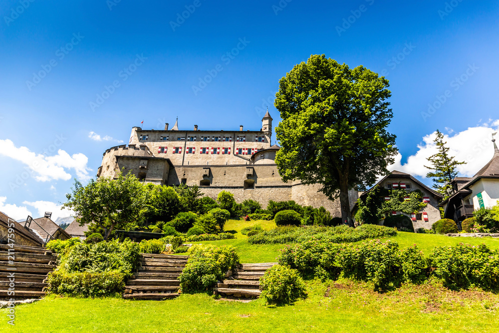 View of the hohenwerfen castle in Austria.