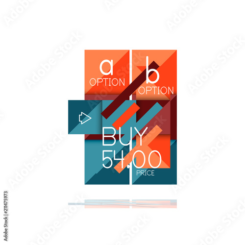 Square option infographic banner. Data and information visualization, geometric design