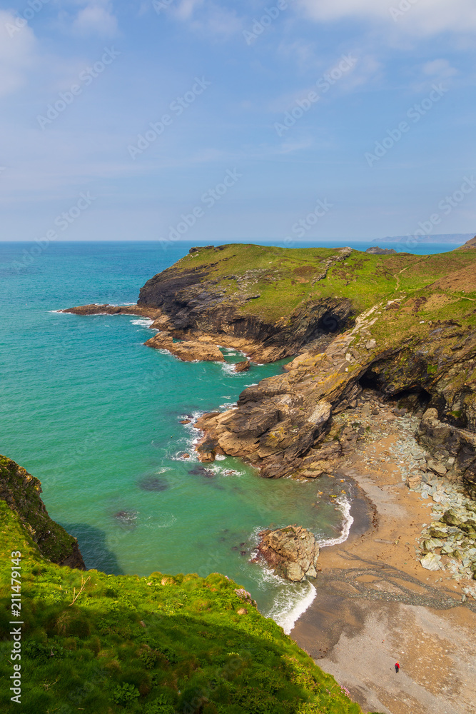 A view of rocks at Tintagel in Cornwall, UK