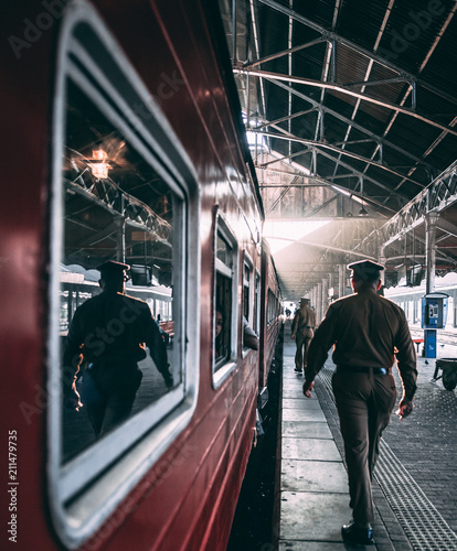 a policeman in India at a train station