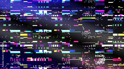 Glitch. Computer screen error. Digital pixel noise abstract design. Television signal fail. Data decay. Glitch background. Monitor technical problem.