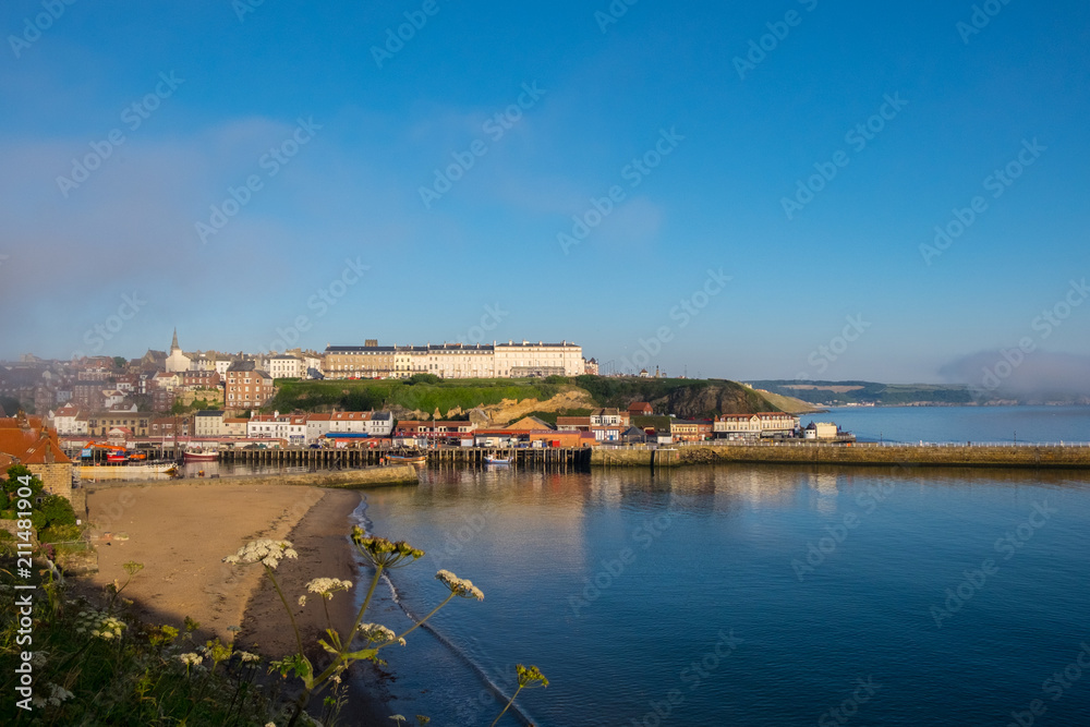 Whitby harbour, english seaside resort with association with Captain James Cook, the explorer