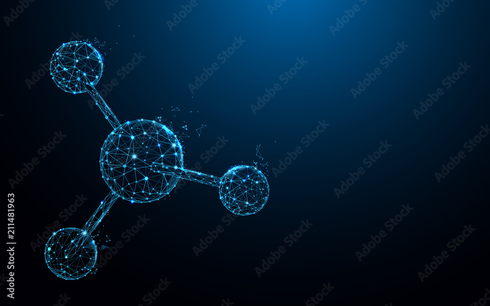 Molecular structure form lines, triangles and particle style design. Illustration vector