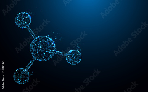 Molecular structure form lines, triangles and particle style design. Illustration vector