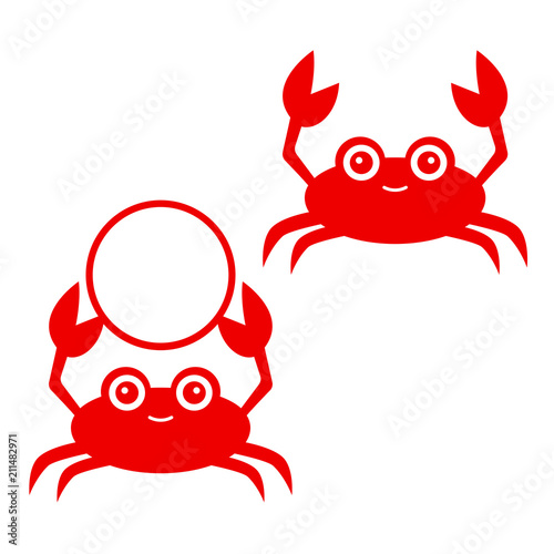 Funny red crab. Crab silhouette. Vector icon isolated on white background.