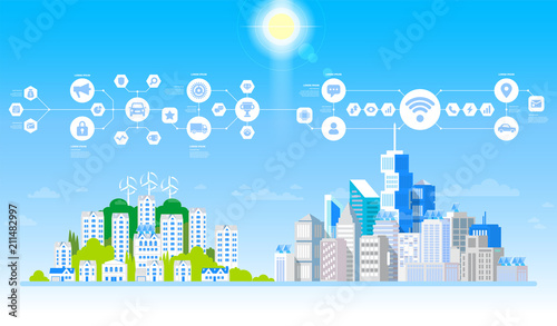 Concept city and suburban life.