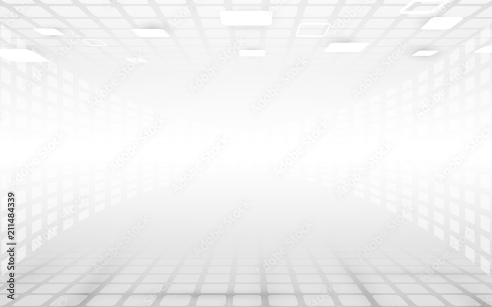 White and Grey abstract rectangles perspective background - obrazy, fototapety, plakaty 