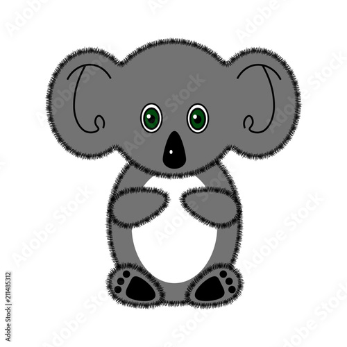 Koala bear. Cute cartoon bear character. Gray silhouette. White background. Vector