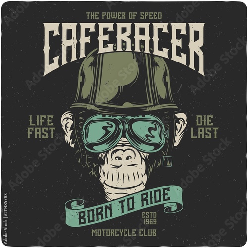 T-shirt or poster design with hand drawn monkey face