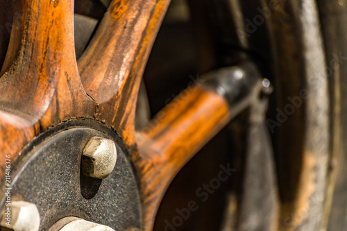 wood spokes of wheel rim photo