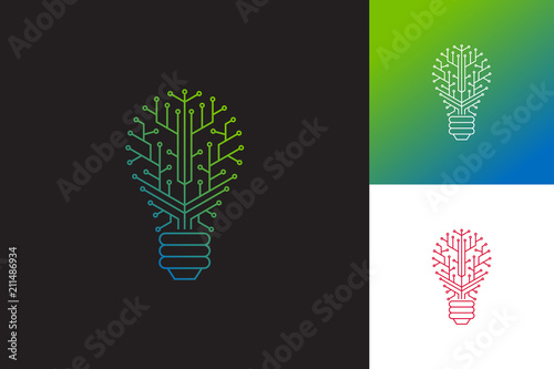 Modern Tech Bulb Logo Template Design Vector, Emblem, Design Concept, Creative Symbol, Icon