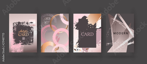 Gold, pink brochure, flyer, invitation, card