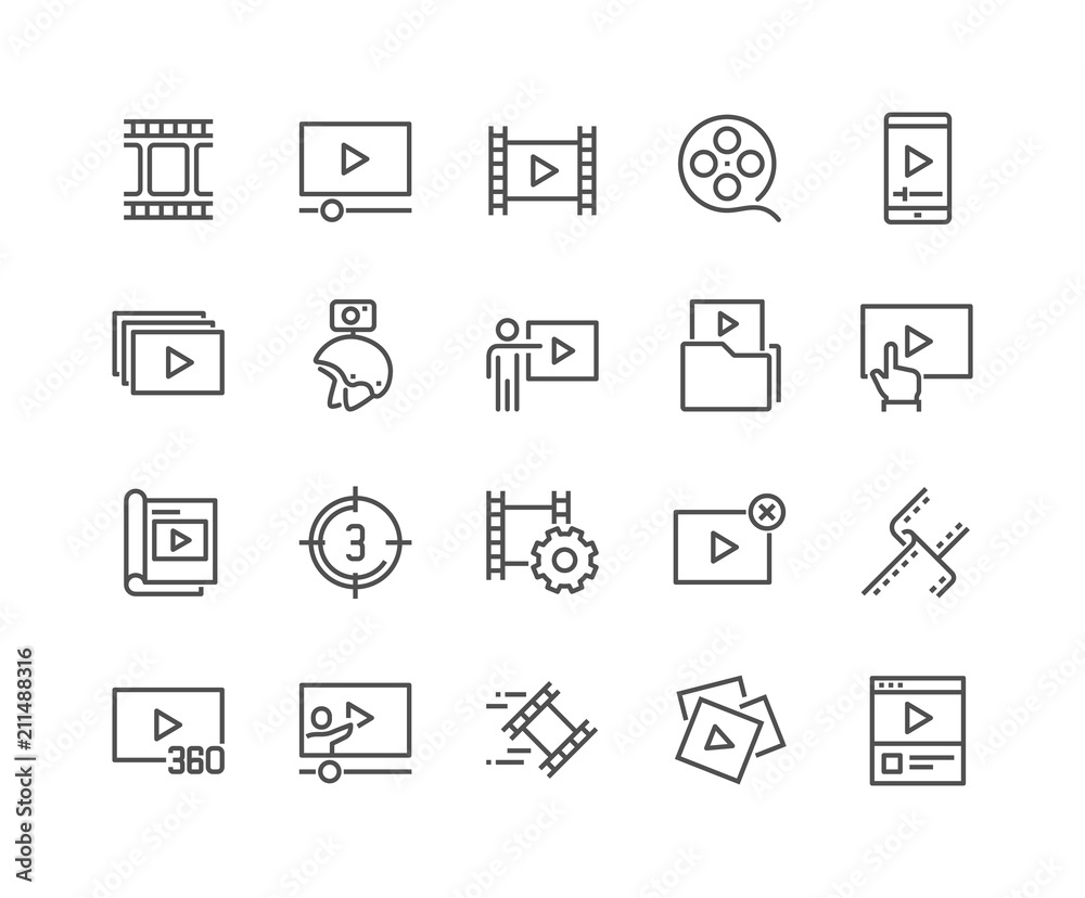 Simple Set of Video Content Related Vector Line Icons. Contains such Icons as Presentation, Stream, Library and more. Editable Stroke. 48x48 Pixel Perfect. Simple Set of Video Content Related Vector Line Icons. Contains such Icons as Presentation, Stream, Library and more. Editable Stroke. 48x48 Pixel Perfect.