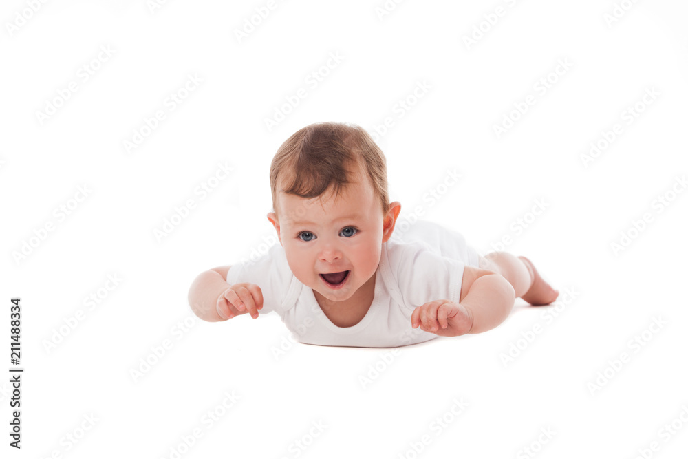 Cute baby lying on stomach. Cute baby lying on stomach.
