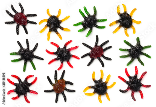 Halloween Spider Gummy Candies Isolated on White Background © Jacek Fulawka