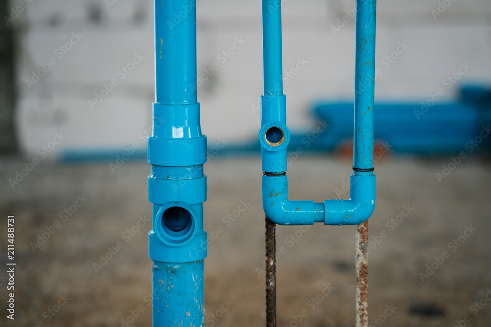 pipeline construction work install on concrete wall site constrction odeas concept